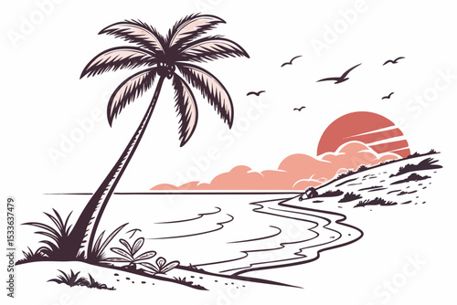 tropical island with palm tree