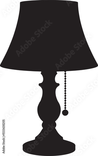 Classic table lamp silhouette with pull chain.