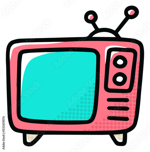 Vector Illustration of a Cute Retro Television