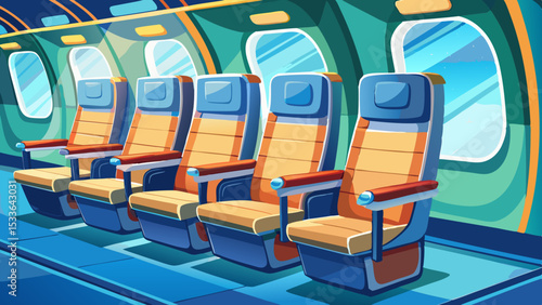 Modern airplane passenger seat on isolated background