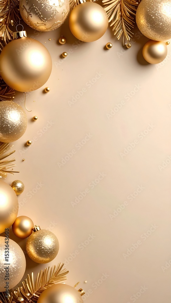 Festive holiday decoration indoor setting image of gold ornaments luxurious environment close-up view celebration concept Festive holiday decoration indoor setting image of gold ornaments luxurious environment close-up view celebration concept