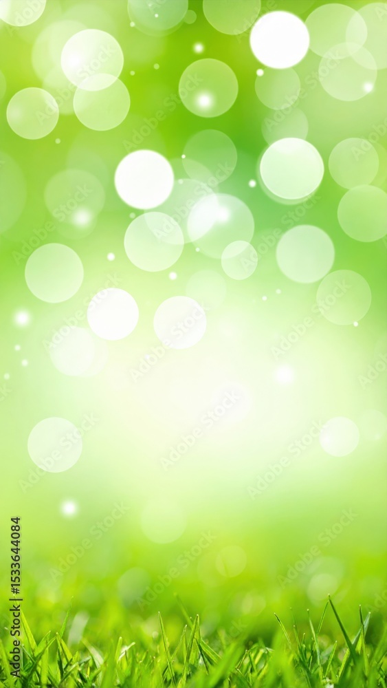 Fototapeta premium Vibrant green nature background close-up view abstract lighting effects fresh environment soft focus