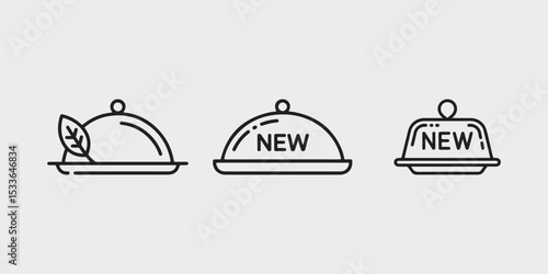 Restaurant menu icons cloche dishes new food