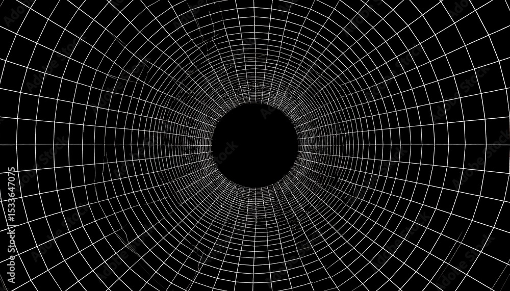 Fototapeta premium Abstract tunnel perspective grid on black.