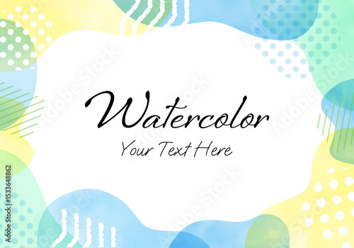 水彩のおしゃれなベクターフレーム（青系・夏イメージ）