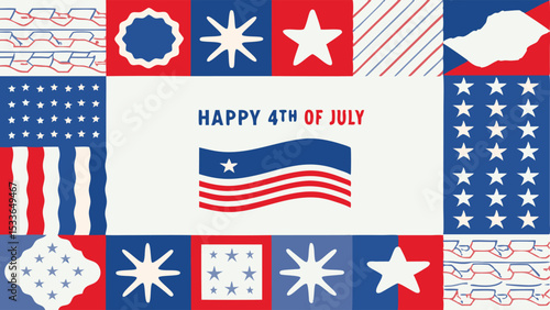 Festive fourth of july design with stars stripes and patriotic themed graphic elements arranged nicely