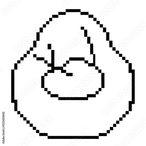 beanbag chair design in a minimalist pixel art style for cozy spaces