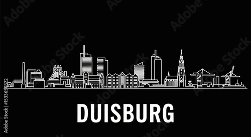 Duisburg skyline with city silhouette, line art, and Germany.