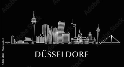 Dusseldorf Skyline German City Minimalist Art.