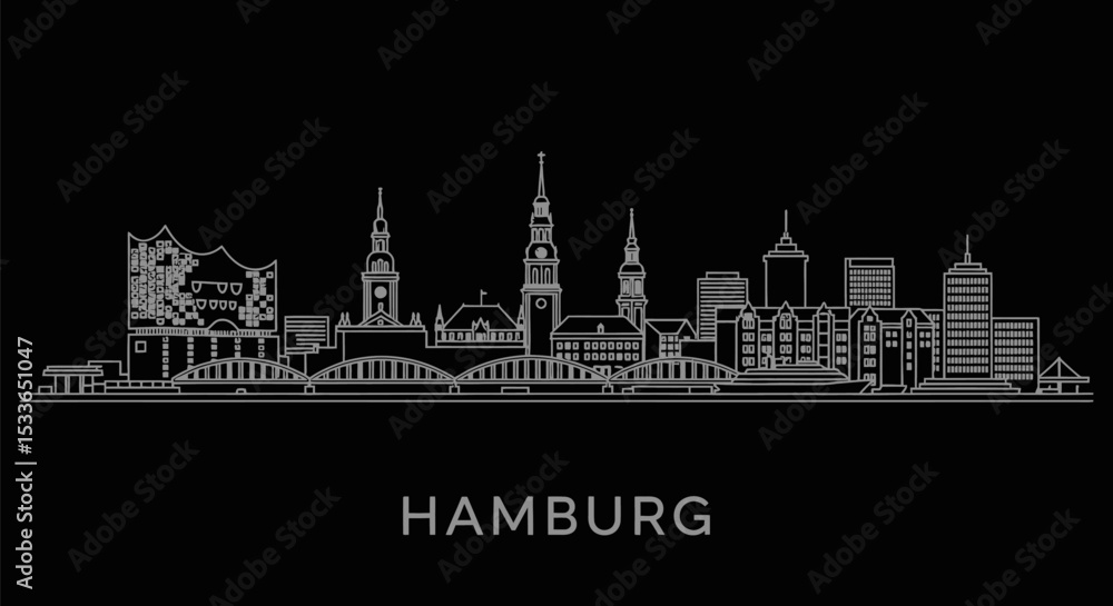 Obraz premium Hamburg Skyline Cityscape Minimalist art.