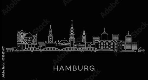 Hamburg Skyline Cityscape Minimalist art.