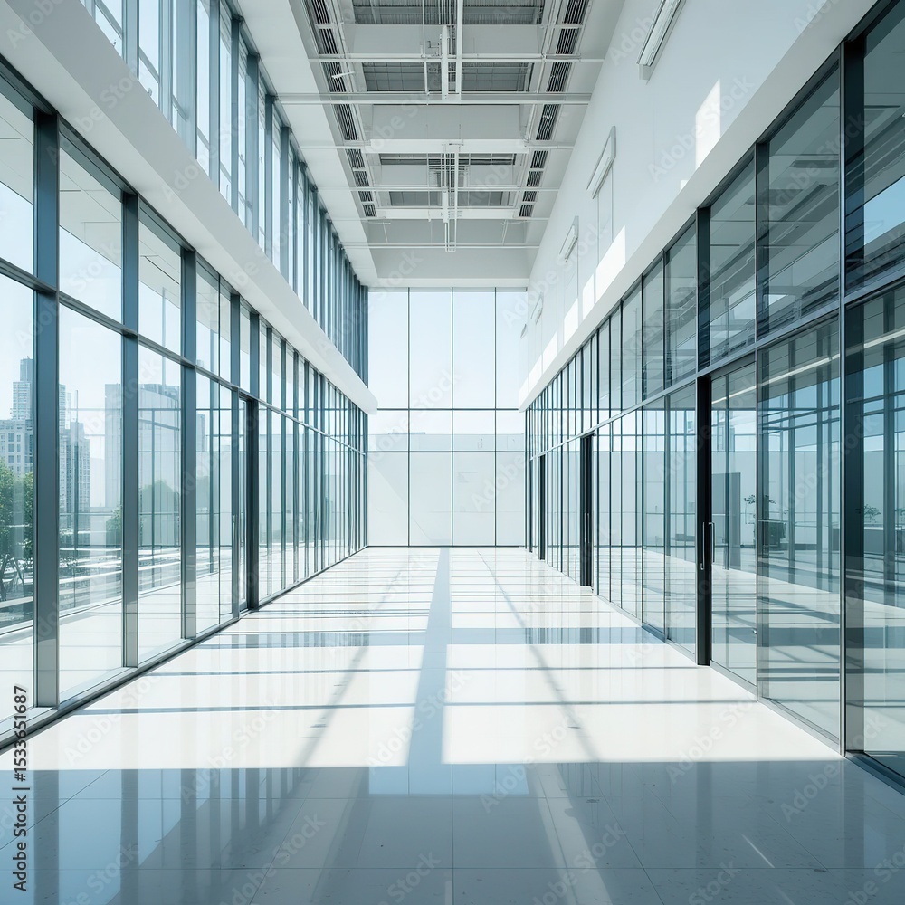 Modern Office Interior with Glass Walls and Natural Light Modern Office Interior with Glass Walls and Natural Light