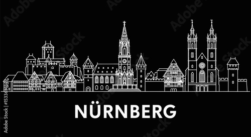 Nürnberg Germany City Skyline Minimalist Outline
