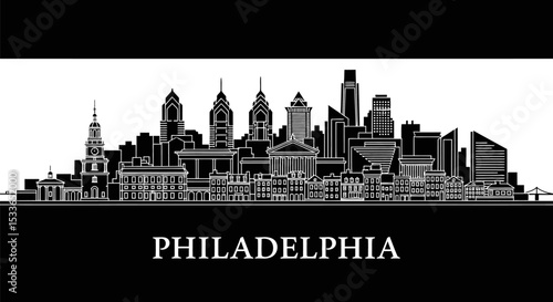 Philadelphia Skyline Vector Cityscape silhouette.