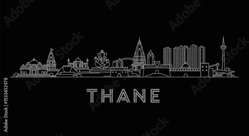 Thane Skyline with India White Line, and Black.