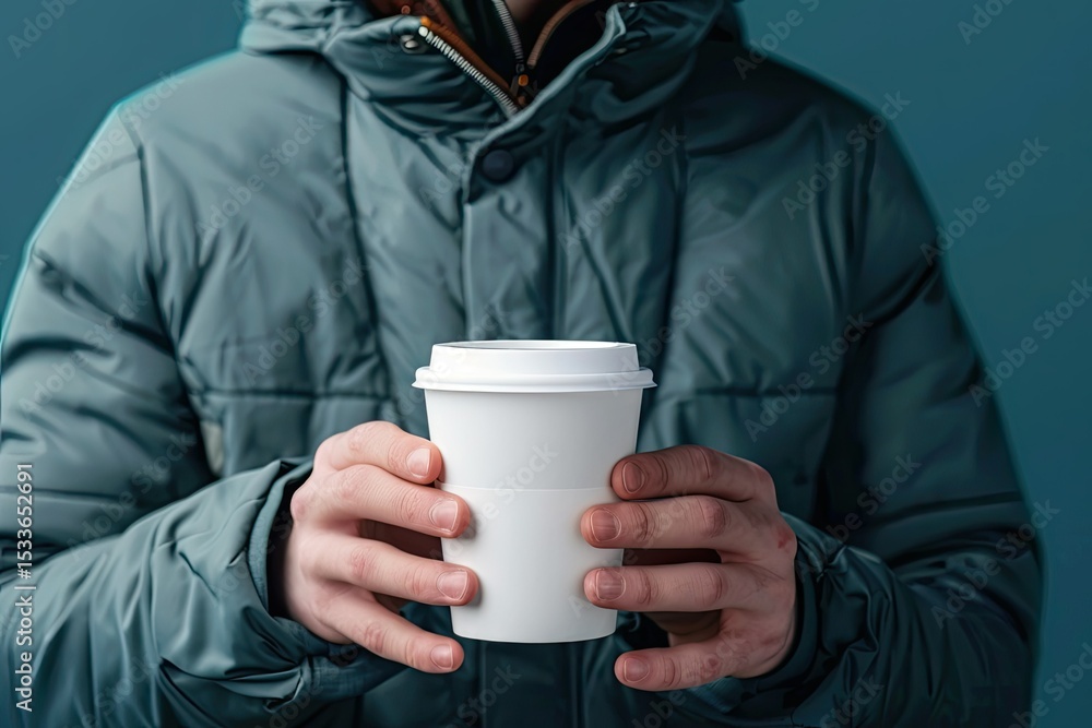 Detailed Visual of Stylish Man Holding Coffee Cup Detailed Visual of Stylish Man Holding Coffee Cup