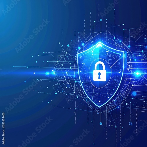 Wallpaper Mural A vibrant blue shield prominently displays the bold words "Cyber Security," symbolizing protection and defense against digital threats and vulnerabilities. Torontodigital.ca