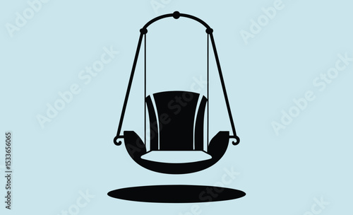 Swing chair silhouette, hanging seat vector, garden furniture icon, relaxing swing graphic