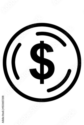 Dollar symbol in a circle, representing money and finance.
 Iconic currency mark for wealth and global transactions.
