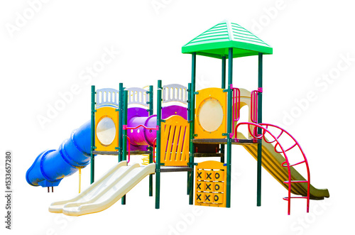 Colorful children playground isolated on transparent background.