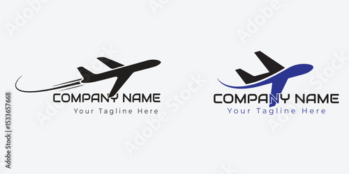 Modern Airplane Logo Vector Set for Aviation and Airline Branding. Silhouette airplane logo icon set. airplane travel logo