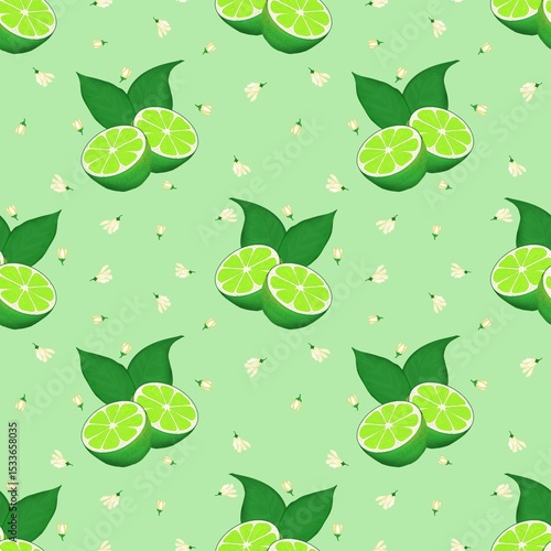 Seamless pattern for design with lime on green background