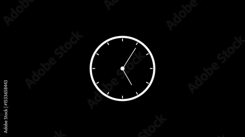 Wallpaper Mural Icon symbolizes hours, minutes, and time tracking. Clock visual highlights punctuality and time management.White minimalist clock face with hands on a dark black background graphic design. Torontodigital.ca