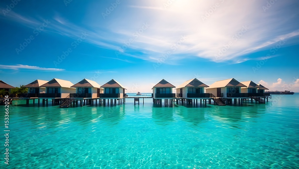 Luxury overwater bungalows tropical island resort Luxury overwater bungalows tropical island resort