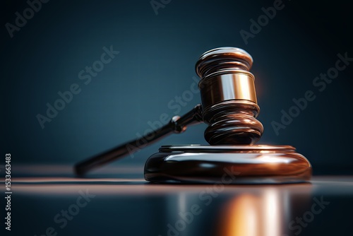 Close-Up of Judge's Gavel Striking Block Symbolic Moment of Justice