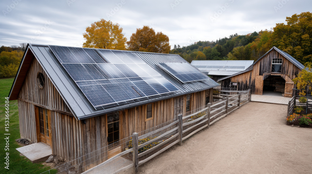 custom made wallpaper toronto digitalSolar panels installed on the roof of an eco-friendly modern home, surrounded by greenery. The concept of an alternative energy source, energy saving, careful attitude to our planet Earth.
