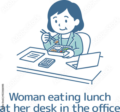デスクでランチを食べる女性
Woman eating lunch at desk