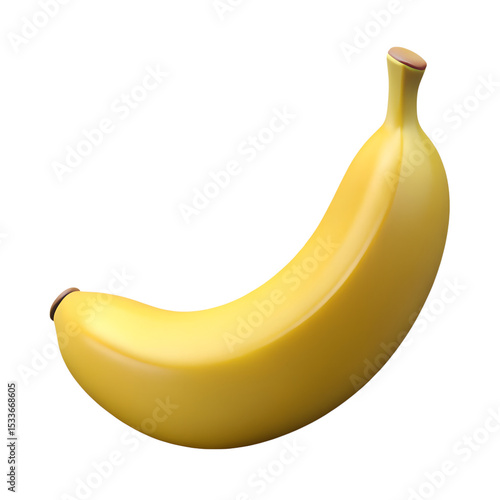 banana isolated on transparent background. Cartoon plastic style