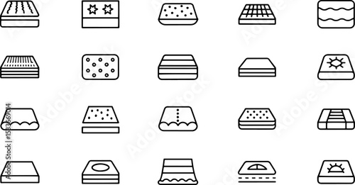 mattress for sleeping icon set  the outline icons .eps