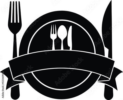 Restaurant Icon with Banner