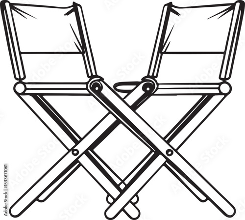 Pair of director s chairs isolated on white background