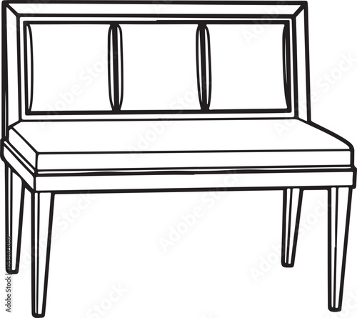 Simple line drawing of bench isolated on white background