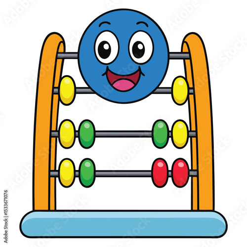 Playful friendly abacus with its beads forming a smiley face, a fun learning tool.