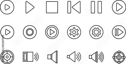 music player icon set with play  pause  next  prev.eps