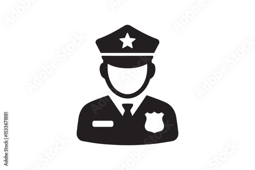 Police Officer silhouette vector with white background