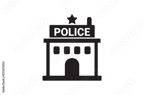 Police Station silhouette vector with white background