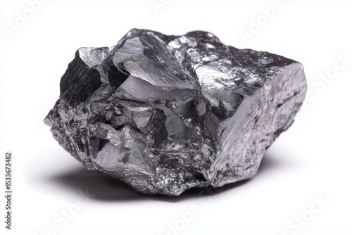 Raw ruthenium metal chunk showcasing its natural crystalline structure and metallic luster, captured under bright lighting conditions