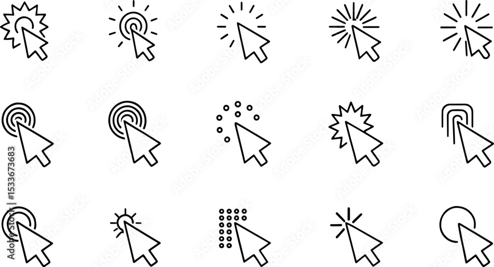Fototapeta premium outline icons related to click cursor linear ico.eps