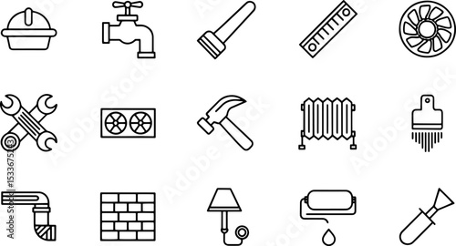 outline icons related to plumbing  heating  ventil (1).eps