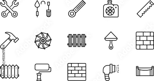 outline icons related to plumbing  heating  ventil.eps