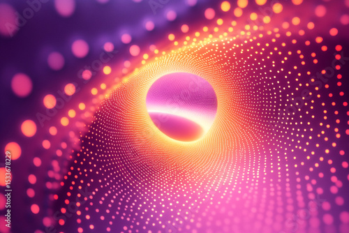 Abstract Colorful Tunnel of Light Dots Digital Art: Vibrant Rainbow Hues and Glowing Particles 
