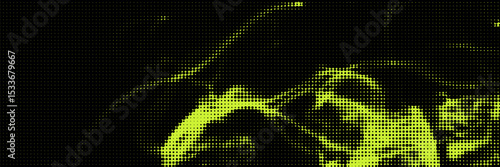 Grange halftone overlay background with smoke or fire motion texture. Neon green color y2k vaporwave aesthetics. Vector backdrop design template and creative projects
