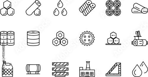 raw materials icon set  cotton  air  raw latex  lo.eps