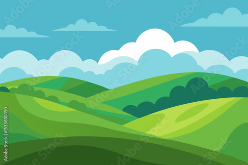 Serene Rolling Hills Landscape A Summer Day's Peaceful Vista