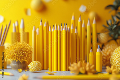 A row of pencils with one different direction 
