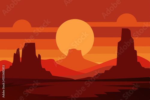A serene silhouette of a Buddha statue against an orange sunset sky, overlooking a tranquil city landscape